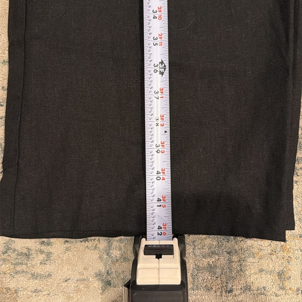 Woman’s Black Elastic Waist Linen Pants with Drawstring - Picture 6 of 7